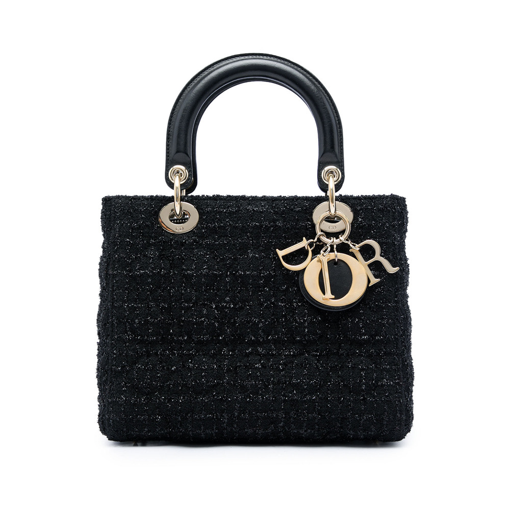 Pre-Loved Dior Medium Tweed Cannage Lady Dior